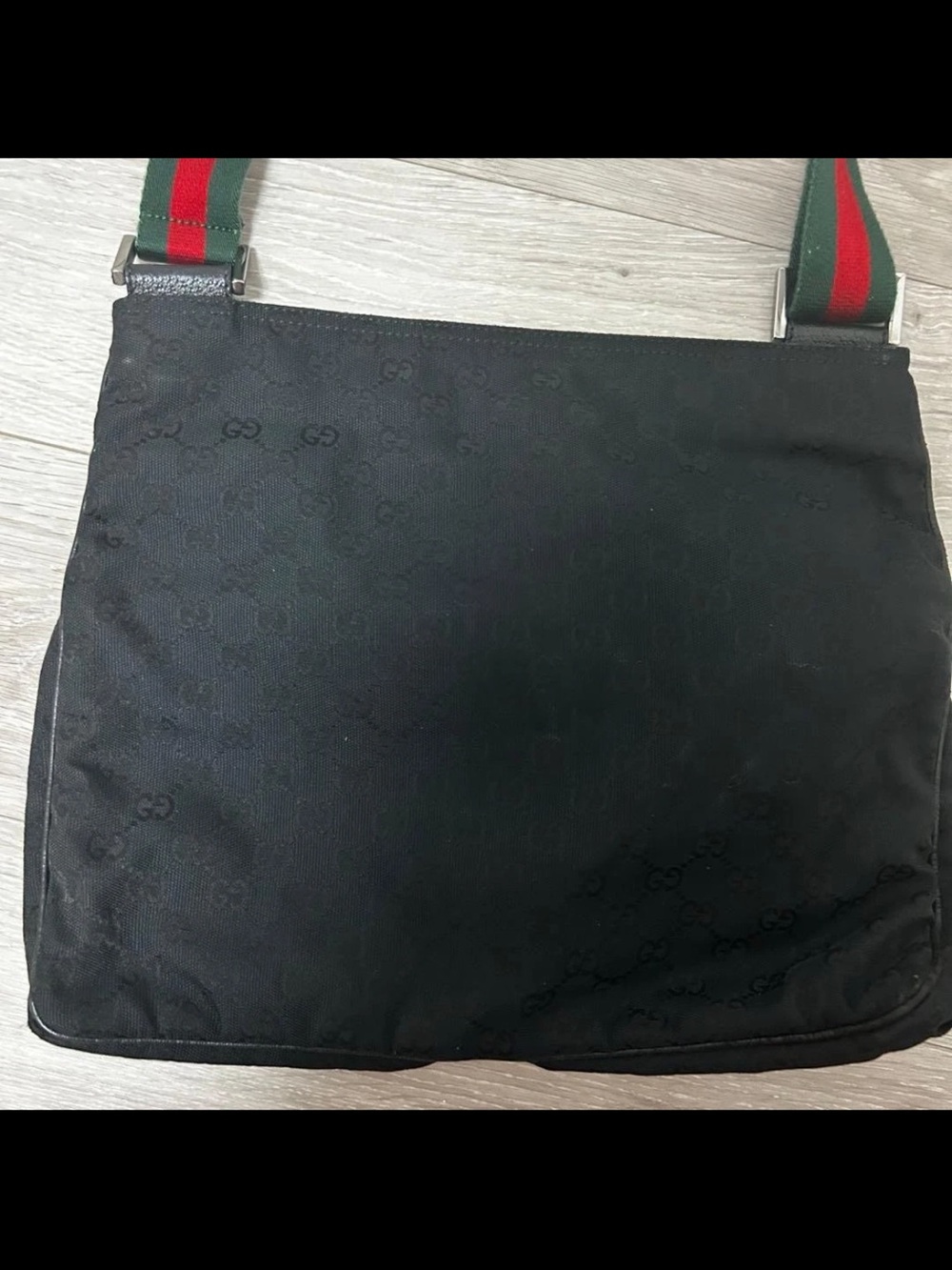 Gucci Black Messenger Bag with Red and Green Web Strap - Picture 9 of 15